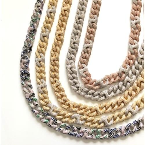 15mm New Lock Clasp Miami Cuban Necklace AAA Bling Cubic Zirconia CZ Hip hop Rock Jewelry