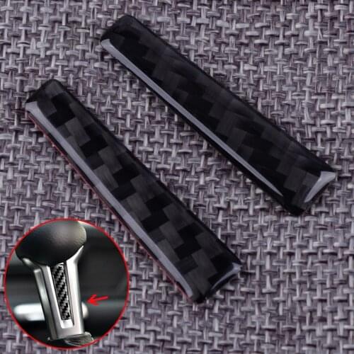 2Pcs Carbon Fiber Gear Shift Handle Decor Trim Cover Fit for Ford Mustang 2015 2016 2017 2018 2019 Accessories