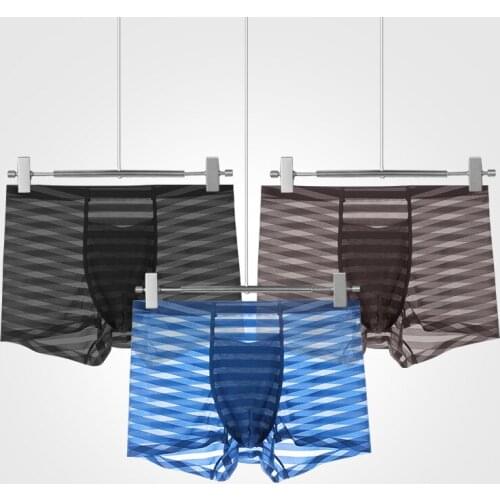 3pcs Mens Underpants Antibacterial Breathable Underwear Sexy Men Boxers Mens Ice Silk Seamless Underwear Briefs Man Boxer