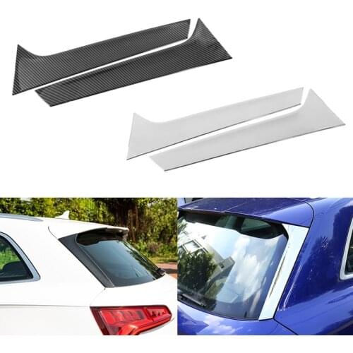 2 Pcs Car Silver/Carbon Striation Rear Triangle Window Decoration Trim Rear Windshield Side Strip Stickers For Audi Q5 2018 2019