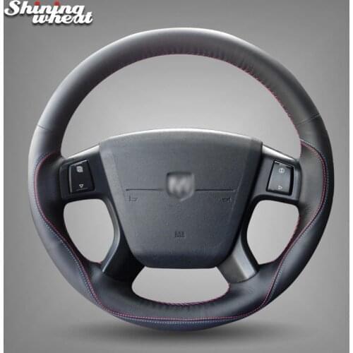 Shining wheat Black Genuine Leather Red Blue Thread Car Steering Wheel Cover for Dodge Journey 2009-2011