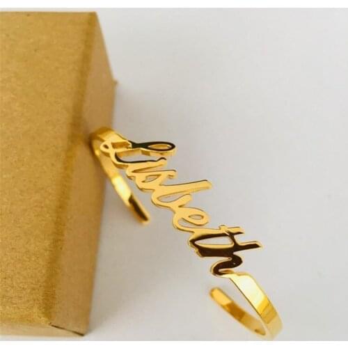 Stainless Steel Custom Trendy Bracelet Gold Color Personalized Name Bracelet Party Daily Jewelry Birthday Gift BFF Adjustable