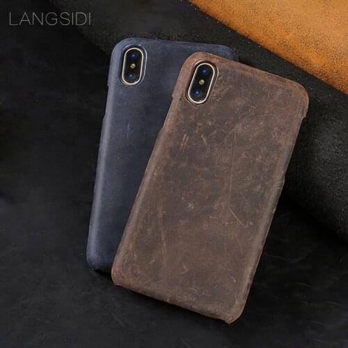 Phone Case For iPhone 11 pro 11 11 Pro max Retro Cowhide Genuine Leather back cover For iPhone 7 plus 8 plus 6 7 8 X XS XS max