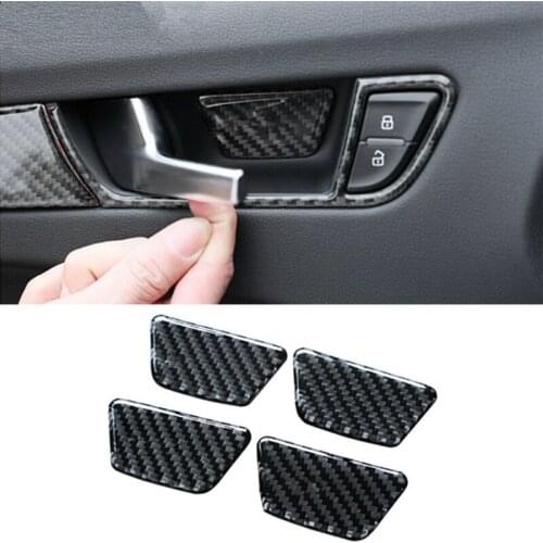 CNORICARC Car Styling Carbon Fiber Doorknob Frame Cover Trim For Audi A4 B8 2010-15 Interior Door Bowl Decoration Sticker