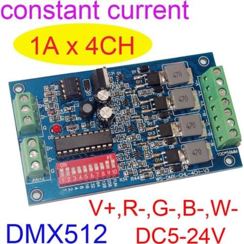 DC5V-24V 1A/1.1A/1.3A/1.5A *4CH Channel DMX512 Decoder Constant Current RGBW LED Controller DMX Dimmer For LED Lights,Strip,Lamp