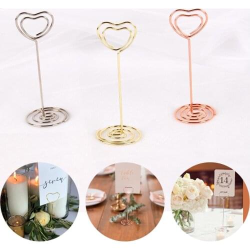 Frigg 10pcs Heart Metal Photo Clip Wedding Party Decorations Table Cards Holder Mr&Mrs Happy Wedding Decoration Party Supplies
