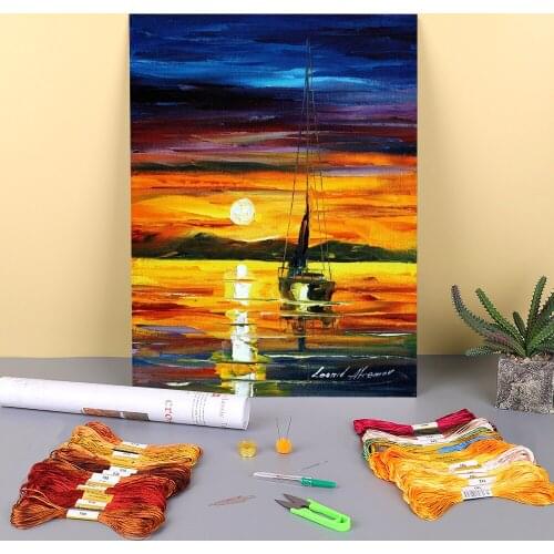 Before Sun Goes Sleep Printed Canvas 11CT Cross-Stitch Embroidery Complete Kit DMC Threads Knitting Handicraft Decor