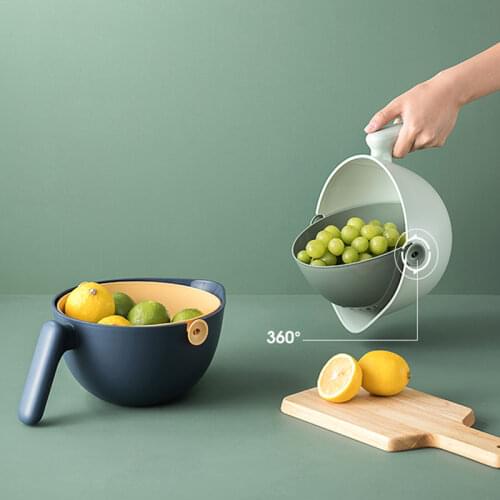 Nordic Two in One Handheld Storage Basket Drain Bowl Vegetable Fruit Basket Home Organizer Kitchen Accessories For Snack Cookies