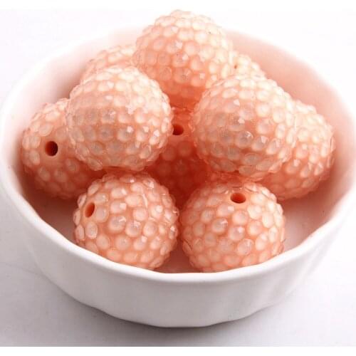 Kwoi vita Pink salmon Clear Resin Rhinestone Ball beads Wholesales AAA Quality 20mm Chunky 100pcs/lotfor Kids Jewelry