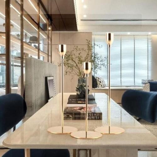 Metal Candle Holder European Candlestick Holder Modern Golden Candle Stand Anti-corrosive Taper Holders Wedding Party Decoration