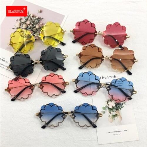 Fashion Kids Rimless Sunglasses Flower Alloy Frame Girls Sun Glasses Glasses Children Outdoor Goggles Cute Style Party Eyewear