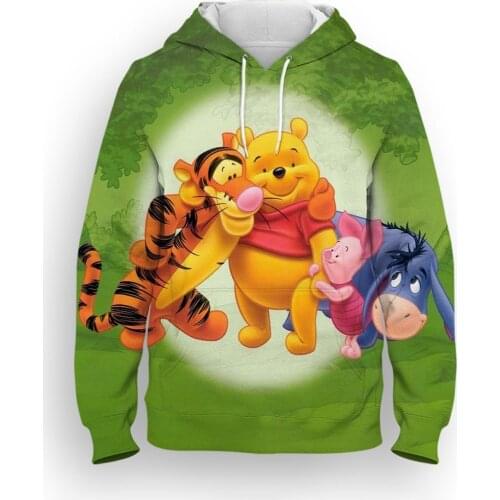 Cartoon Anime Clothes For Men 3D Printed Disney Winnie the Pooh Children Sweatshirt Spring Fashion Women Hoodies