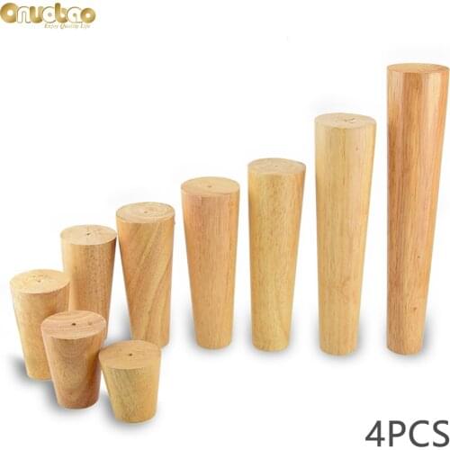 Onuobao 4pcs Furniture Legs Solid Wooden Furniture feet Cone Sofa Leg With Iron Plate for Sofa Table Cabinet Coffee Desk