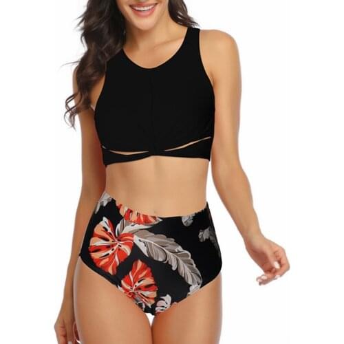 Family matching swimwear two pieces beachwear mommy and me swimsuit mother daughter clothes high waist bikini look mum Sets CD