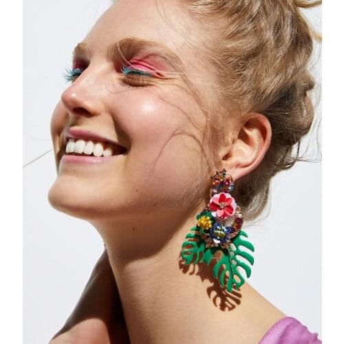 Wholesale JUJIA 2020 Fashion Jewelry Leaves Drop Earrings For Women Multicolored Dangle Earrings Accessories Brincos