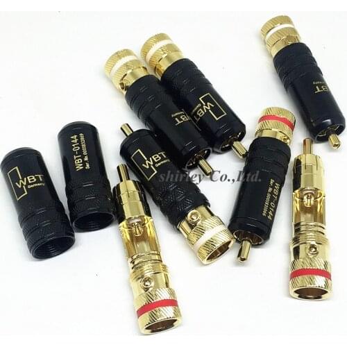 RCA connector male WBT-0144 signal line plug WBT 0144 RCA plug lotus head copper RCA plug gold plated 25PCS White 25PCS Red