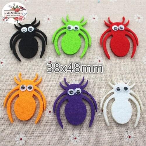 4.8CM mix color Non-woven patches Halloween spider Felt Appliques for clothes Sewing Supplies diy craft ornament