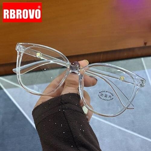 RBROVO 2021 Transparent Retro Glasses Frame Women Simple Anti-blue Glasses for Women/Men Luxury Brand Flat Eyeglasses Frames