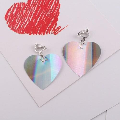 JIOFREE discoloration Heart Clip on Earrings No Ear Hole For Women Geometric Sweet Brincos Fashion Jewelry Bijoux Earring