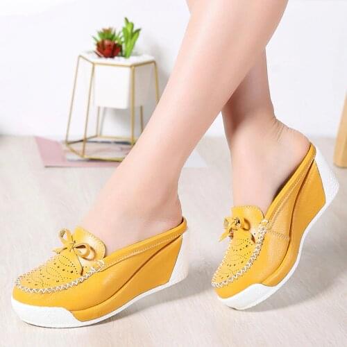 AARDIMI Genuine Leather Women Platform Shoes Slip On Female Creepers Casual Wedges Platform Shoes Woman Summer Shoes Woman