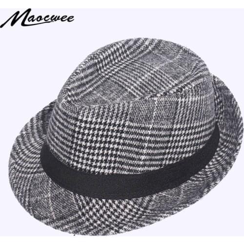 England Retro Men Couple Women Fedoras Top Jazz Hat Spring Autumn Bowler Hats Plaid Pattern Cap Classic Version Dads Hat