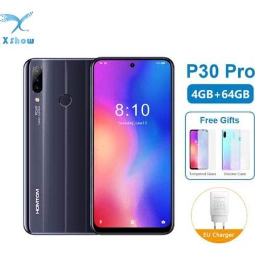 Global version HOMTOM P30 pro MT6763 Octa Core 4GB 64GB Smartphone 6.41Inch Android 9.0 Rear 13MP Triple Cameras Mobile Phone