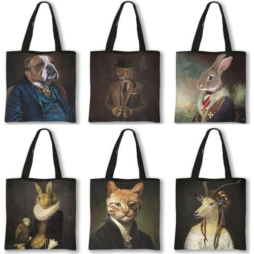 Sheep Rabbit Dog Printing reticule Cute Shoulder Bag Lovely Animal Shopping Bags Portable Large Capacity Handbag Gift