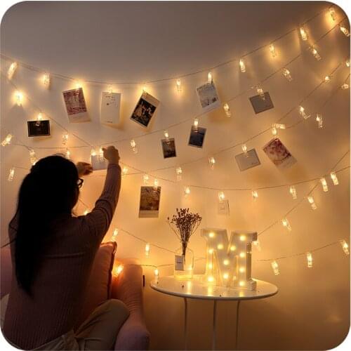 LED String Lights Photo Clip Outdoor Battery Operated Garland Christmas Decoration for Home Holiday Wedding Xmas Fairy Lights