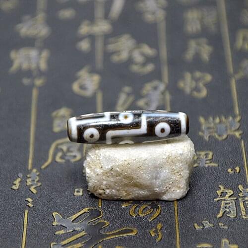 Tibetan FengShui 9 eyes DZI 12*43mm black/white weathering agate beads men&women jewelry necklace pendant amulet Free Shipping