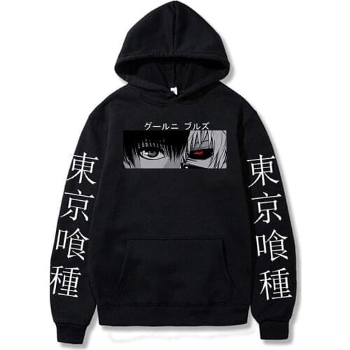 Tokyo Ghoul Anime Manga Hoodie Kaneki Ken Cool Eyes Harajuku Sweatshirts Men Women Casual Pullover Autumn Streetwear Hooded Tops