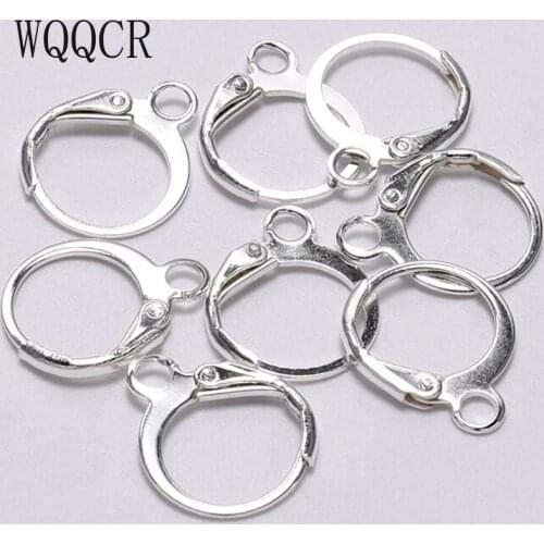 WQQCR Wholesale 925 Sterling Silver Color And Gold Hoop Lever Back Ear DIY Drop Earring 10PCS/Lot 15MM Handmade Jewelry Findings