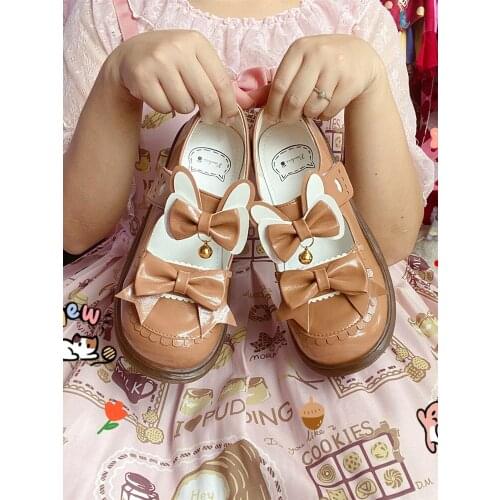 Japanese Lolita students flat round head cute girl loli shoes kawaii sweet jk uniform harujuku gothic cosplay bowknot anime shoe