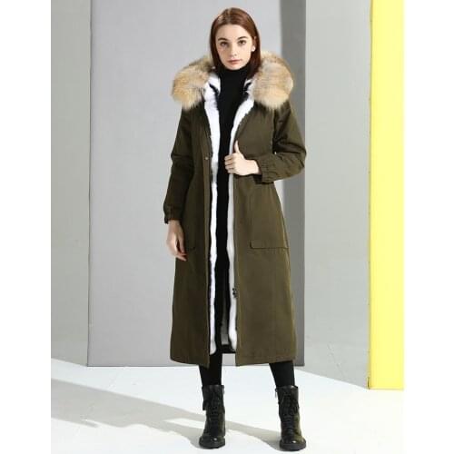 Natural Rabbit Liner Parka Clothes 2020 Winter Jacket Women Fox Fur Collar Long Coat Female Overcoat MY3529