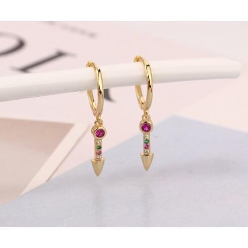 VENTFILLE 925 Sterling Silver French Style Long Nails Color Ear Buckle Arrow Ear Ring Earrings Female Personalized Jewelry