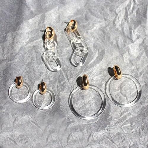 Clear Acrylic Link Drop Earring Acetic Acid Lucite Dangle Earrings for Women Fashion Jewelry 2020