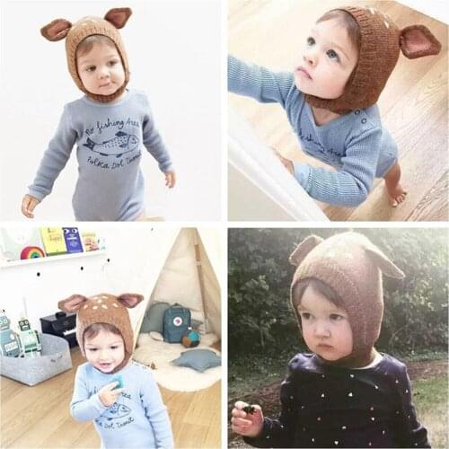 Winter Warm Baby Hat Cute Ears Knitted Newborn Boy Girl Bonnet Beanie Cap Children Hats