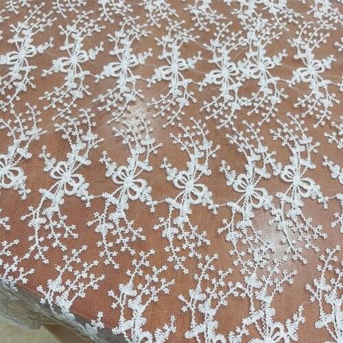 Net gauze fabric white embroidered lace fabric dress skirt cloth tablecloth background cloth handmade diy