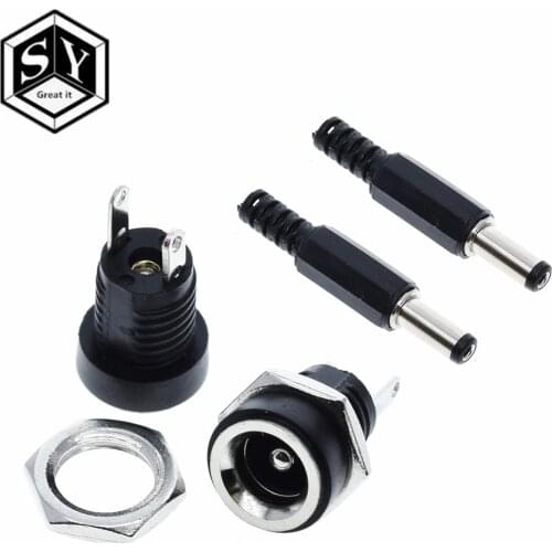 10PCS Great IT 5Pair DC Power Connector pin 2.1x5.5mm Female Plug Jack + Male Plug Jack Socket Adapter DC-022B