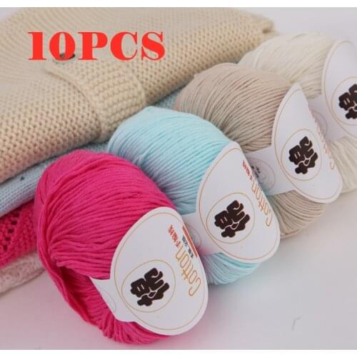 10pcs=500g 100% Cotton Yarn For Knitting Soft Combed Thread Crochet Yarn Hand Knitting Colorful Organic Yarn