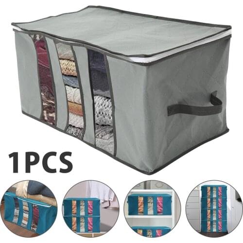 61*33*31cm Nonwoven Portable Clothes Storage Bag Organizer Folding Closet Organizer For Pillow Quilt Blanket Quilt Bag Organizer