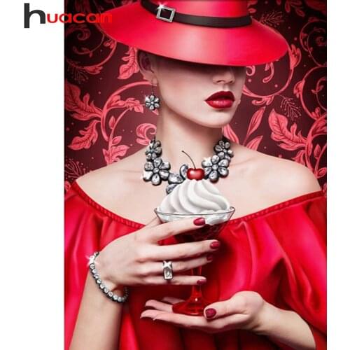 Huacan Diamond Painting New Arrival Woman Mosaic Lady Home Decor Embroidery Cross Stitch Portrait Home Decor