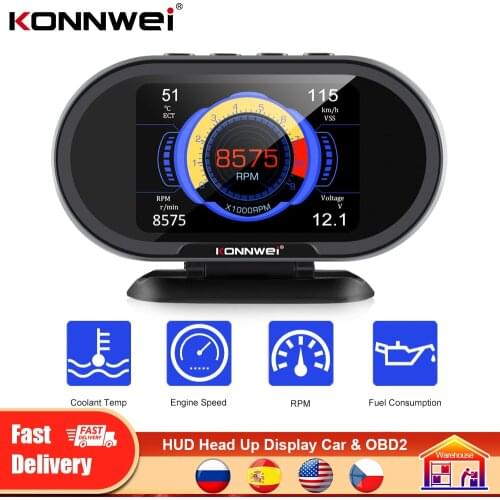 Automobile HUD On-board Computer Car Digital Display Speed Fuel Consumption Temperature Gauge Overspeed Warning OBD2 Scanner