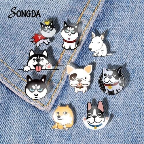 Cartoon Corgi Husky French Bulldog Pug Dog Brooch Backpack Clothes Collar Pin High Quanlity Epoxy Resin Pins Animal Pet Jewelry