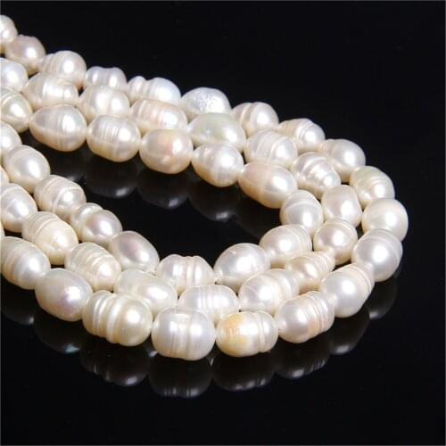 White Oval Natural Pearls 8-9mm Real Freshwater Pearl Beads Baroque Loose Beads For DIY Bracelet Necklace Jewelry Making14“ Hot