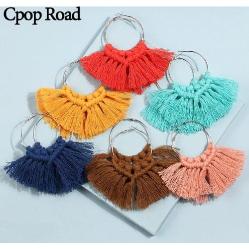 Cpop Boho Fashion Handmade Weave Macrame Earring Ethnic Elegant Vintage Tassel Earring Wedding Jewelry Hot Sale Accessories Gift