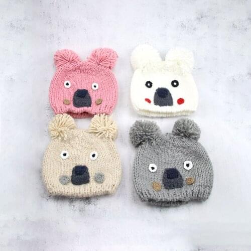 Children Girl Hat Winter Baby Boy Handmade Cap Toddler Knitted Hat WIth Pompom Kids Boys Soft Warm Beanie Girls Winter Hat Cap