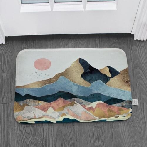 Sunset printed flannel floor mats non-slip tapered floor mats kitchen door mats front door welcome mat