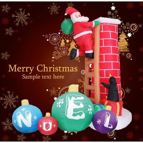 2.4M Giant Christmas inflatable Santa Claus Christmas figure display garden decoration inflatable toys with lighted ladders
