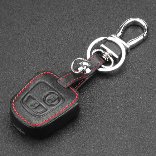Kutery 10pcs 2 Buttons Car Key Cover Leather Case For Citroen c4 c5 Picasso Xsara Picasso Aygo For Peugeot 206 207 307 408