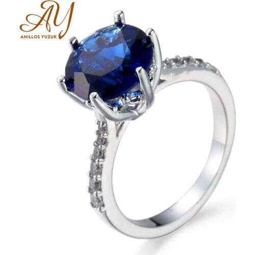 Anillos Yuzuk Vintage 925 Sterling Silver Blue Green Gemstone Wedding Engagement Ring Fine Jewelry Wholesale Drop Shipping